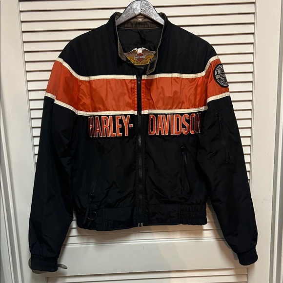 Harley-Davidson Other - Harley-Davidson Vintage Men's Black and Orange Bomber Jacket